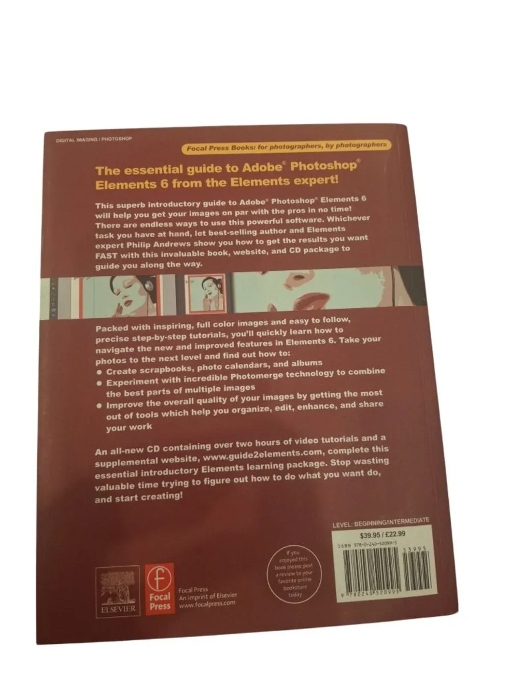 Adobe Photoshop Elements 6 Guide Book Philip Andrews 2008 w/CD